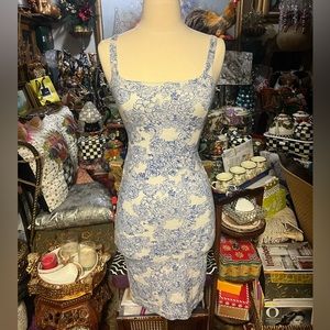 ✨SOLD✨ American Apparel Blue Floral Ponte Dress
